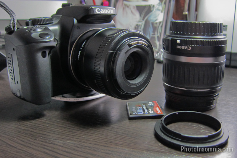 Canon EOS with Reverse Mount 50mm